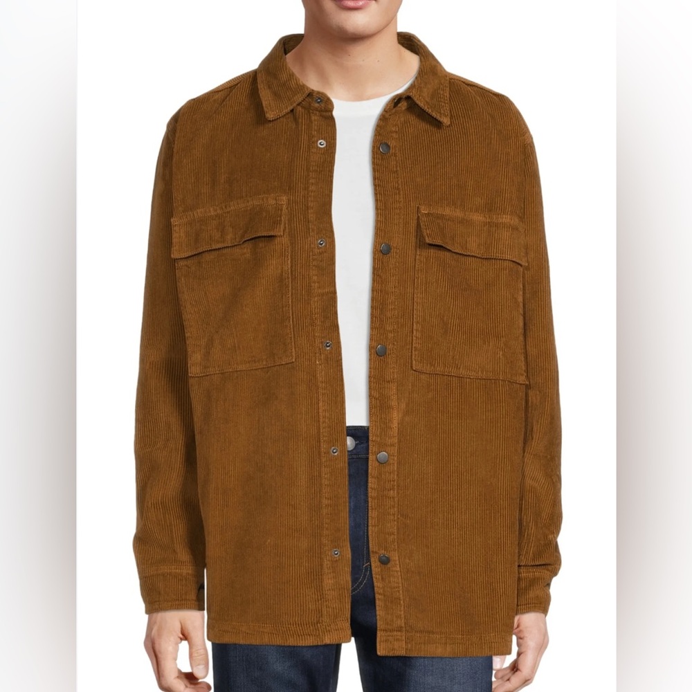 No Boundaries Men's S (34-36) Brown Corduroy Snap Button Oversized Shirt Jacket - Picture 14 of 17